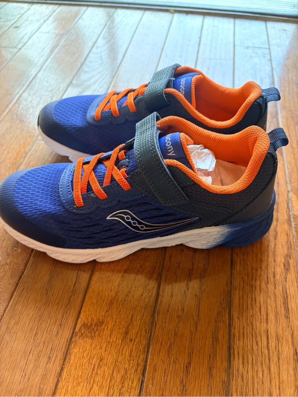 Saucony Kids Navy and Orange Hook-and-Loop Sneakers